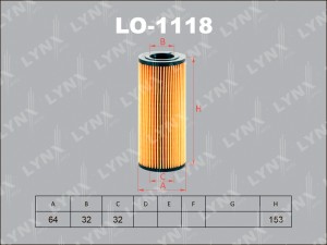 Фильтр масляный BMW 3 (E46,E90),5 (E60) X5 (E53,E70) LYNX LO-1118 LYNXAUTO