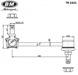 Стойка стабилизатора переднего, праваялевая, BM TR2421 TR2421 BM MOTORSPORT