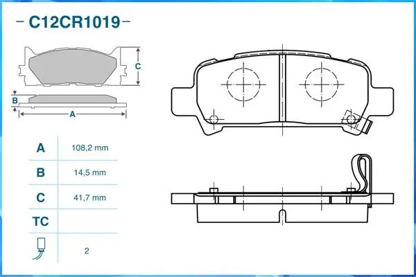 Тормозные колодки задние Low Metallic C12CR1019 C12CR1019 CWORKS