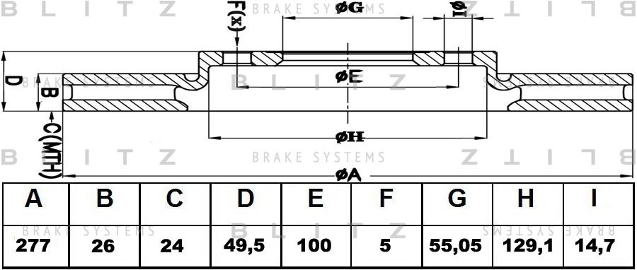 Диск тормозной передний вентилируемый TOYOTA Avensis 03- BS0368 BS0368 BLITZ
