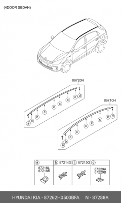 ЗАЩИТНЫЙ КОЖУХ ОПОРЫ РЕЙЛИНГА КРЫШИ 87262H0500BFA HYUNDAI KIA