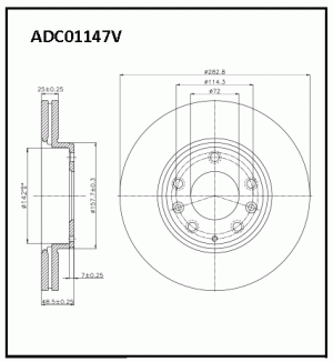 Диск тормозной TOYOTA Rav 4 (06-) передний (1шт.) ALLIED NIPPON ADC01147V ALLIED NIPPON