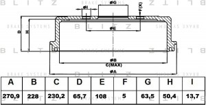 Барабан тормозной FORD Focus/Ranger 04-MAZDA B-Series 02- BT0137 BT0137 BLITZ