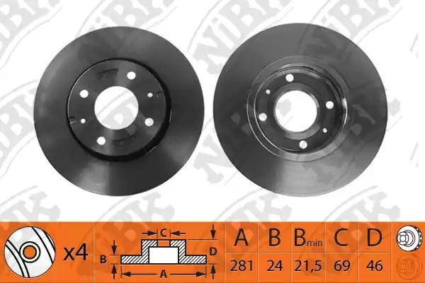 Диск тормозной MITSUBISHI Carisma (97-) передний (1шт.) NIBK RN1114 NIBK