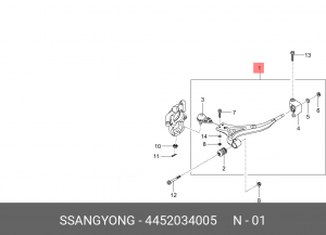 Рычаг подвески SSANGYONG Actyon (10-) (A/T) передней правый нижний OE 4452034005 SSANG YONG