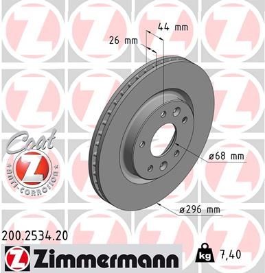 диск тормозной !перед. 296x26/44-5x114 \ Renault Kadjar 1.2, Nissan Qashqai II 1 200253420 ZIMMERMANN