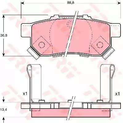 Колодки тормозные HONDA Civic,Jazz задние (4шт.) TRW GDB3174 TRW