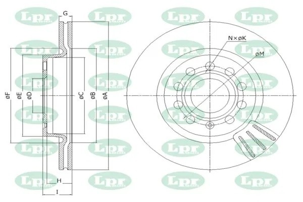 Диск тормозной передний SKODA OCTAVIA I/II (1U/1Z) A1001V A1001V LPR