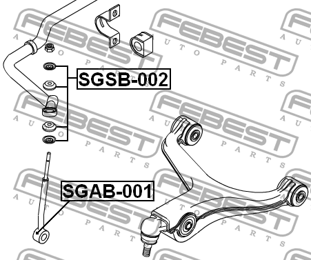 Втулки тяги стабилизатора комплект MITSUBISHI LANCER CS3W 2000.09-2013.08 SGSB-0 SGSB-002 FEBEST