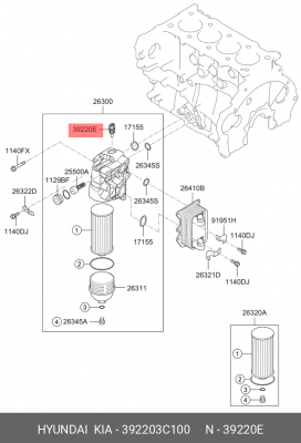 Датчик температуры HYUNDAI Sonata,Grandeur,Santa Fe двигателя OE 392203C100 HYUNDAI KIA