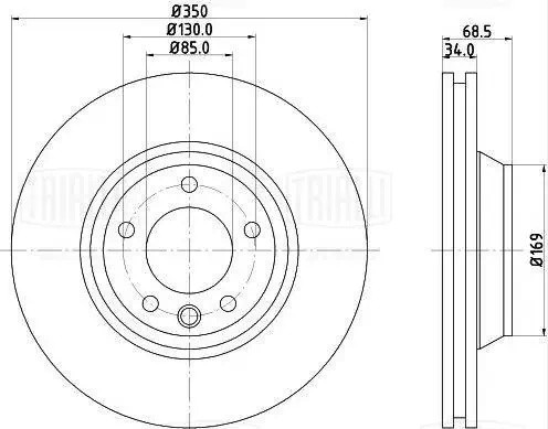 Диск торм. Audi Q7 (06-)/VW Touareg (02-)/Porsche Cayenne (02-) пер. d=350 R (ок DF 084721 TRIALLI