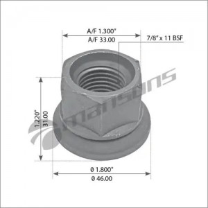 Гaйкa [D46h31A/F33 7/8x11BSF]  10шт 100.545 MANSONS