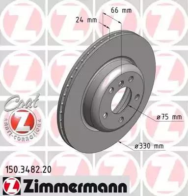 диск тормозной !перед. 330x24/66-5x120 \ BMW 5 All 10> 150348220 ZIMMERMANN