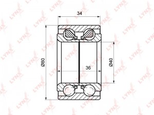 Подшипник ступицы MITSUBISHI Carisma (00-04),Galant (88-92) передний LYNX WB-1100 LYNXAUTO