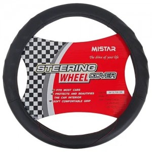 Оплетка руля (M) 37-39см черная кожа MISTAR MIS2013LT06IBKM MISTAR