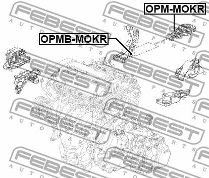 Сайлентблок задн опоры двигателя OPEL MOKKA J13 2013- OPMB-MOKR OPMB-MOKR FEBEST