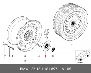 колпачок ступицы!\ BMW E38 36 13 1 181 897 BMW