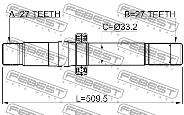 Полуось левая MERCEDES W205 (27X510X27) 1612-222 1612-222 FEBEST