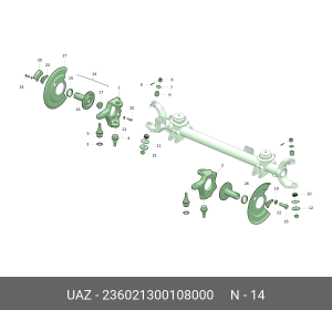 Цапфа УАЗ Профи (4х2) кулака поворотного в сборе (ОАО УАЗ) 236021300108000 UAZ UAZ