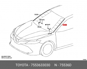 OETOY-75536-33030 молдинг стекла лобового левый!\ Toyota Camry 75536-33030 TOYOTA