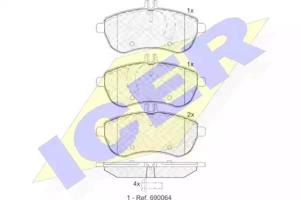 181821 колодки дисковые передние!\ MB W2041.8-2.3 07> 181821 ICER