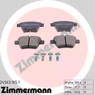 колодки дисковые !задн. 109x53x16 \ Audi A3, VW Golf, Skoda Superb 1.2-3.2 08> 245631651 ZIMMERMANN