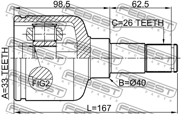 ШРУС внутренний к-кт!\ Ford Mondeo 1.8/2.0i 16V/1.8TDCi 00> 2111-GEMTLH FEBEST