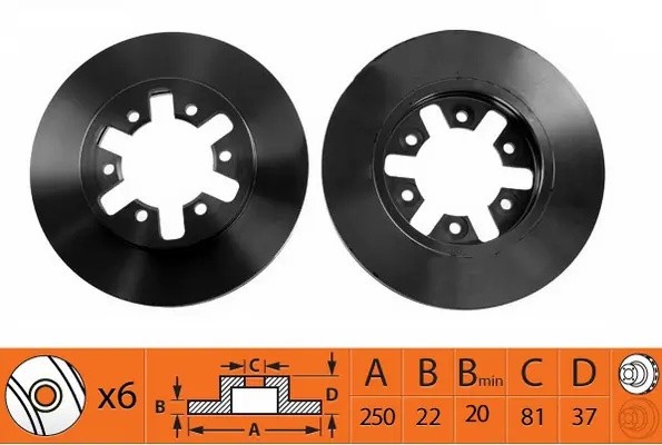 Диск тормозной NISSAN Datsun Truck 09.85-07.93, NISSAN Nissan Truck 02.97-07.05, BR22134T SB NAGAMOCHI