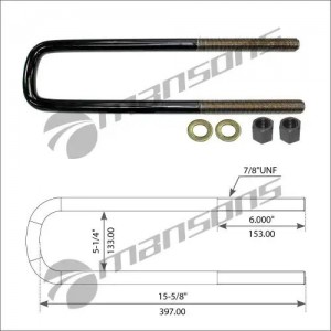 Стремянка рессоры задней FLC 7/8X133X397(153) с гайками и шайбами 120469 MANSONS