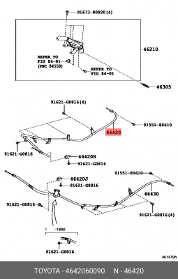 Трос стояночного тормоза 46420-60090 46420-60090 TOYOTA