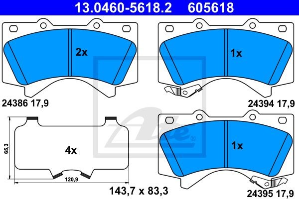 13.0460-5618.2 колодки дисковые передние\ Toyota Land Cruiser 4.7 V8/4.5D V8 08> 13.0460-5618.2 ATE