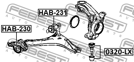Сайлентблок передн рычага передний HONDA ACCORD 13-18 HAB-230 HAB-230 FEBEST