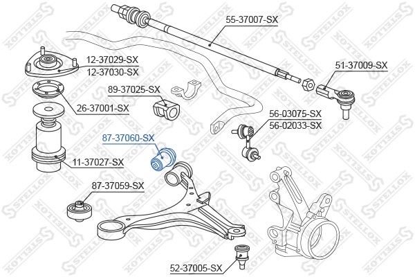 сайлентблок рычага зад.!\ Honda Civic EU/EP/ES 01> 87-37060-SX STELLOX
