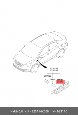 Указатель поворота левый на крыле 923114X000 HYUNDAI KIA
