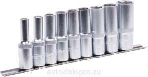 Набор головок ( 9 предметов) "АвтоDело" (1/2", высоких, планка, 6РТ) 39836 AVTO DELO