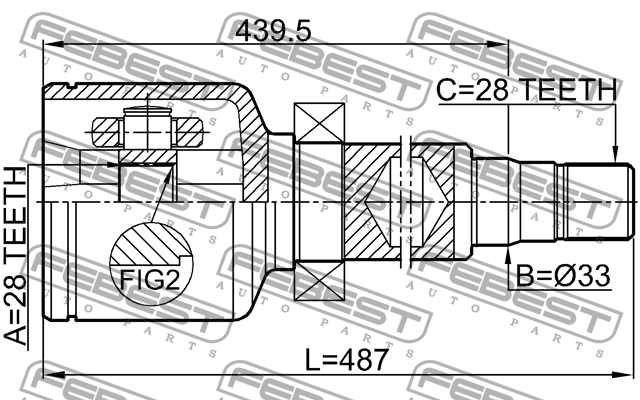 Шрус внутренний правый 28x33x28 2111-AWF21RH FEBEST