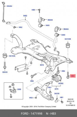 болт переднего подрамника задний!М16Х87мм\ Ford 1 471 998 FORD