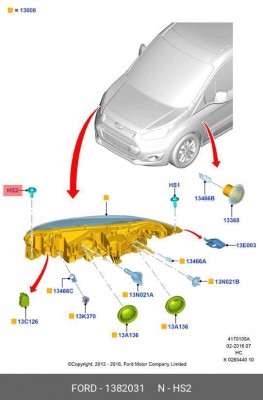 Болт FORD крепления фары OE 1 382 031 FORD