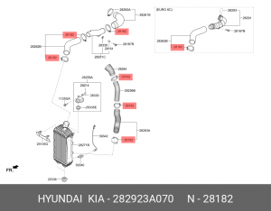 Хомут HYUNDAI KIA патрубка системы охлаждения OE 282923A070 HYUNDAI KIA