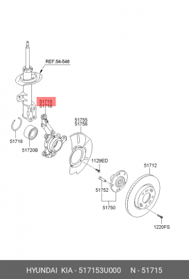 Кулак поворотный HYUNDAI ix35 (10-) KIA Sportage (10-) левый OE 517153U000 HYUNDAI KIA