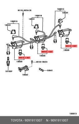 НАКОНЕЧНИКИ СВЕЧНЫЕ 90919-11007 90919-11007 TOYOTA