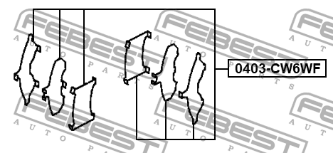 Монтажный комплект для дисковых колодок MITSUBISHI ASX 2010- 0403-CW6WF 0403-CW6WF FEBEST