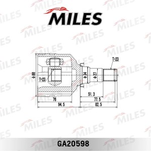 ШРУС внутренний с ABS TOYOTA CARINA T170/T190/COROLLA VI-VIII E90-E110 1.3-2.0 8 GA20598 MILES
