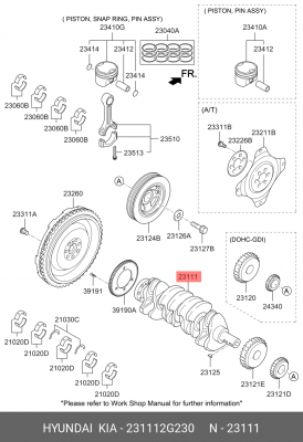 Вал коленчатый HYUNDAI Santa Fe (12-) OE 231112G230 HYUNDAI KIA