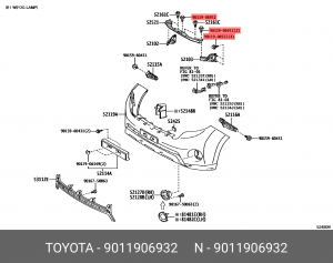 болт с шайбой !крепления бампера \ Toyota 90119-06932 TOYOTA