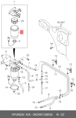 Фильтр топливный KIA Carens (02-) OE 0K2KK13483A HYUNDAI KIA