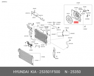 Кожух вентилятора 25350-1F500 253501F500 HYUNDAI KIA