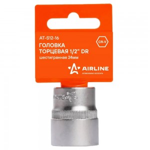 Головка торцевая 1/2" (24) "AIRLINE" (6 граней) пласт. подвес AT-S12-16 AIRLINE