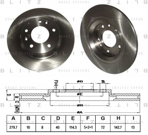 Диск тормозной задний MAZDA 323/626 99- BS0192 BS0192 BLITZ