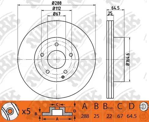 Диск тормозной MERCEDES C (W204) передний (1шт.) NIBK RN31001 NIBK